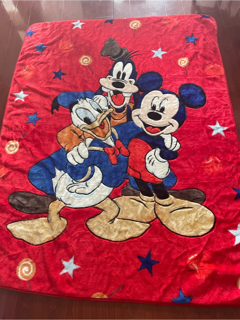 Disney Red Mickey, Donald & Goofy Character Throw vintage